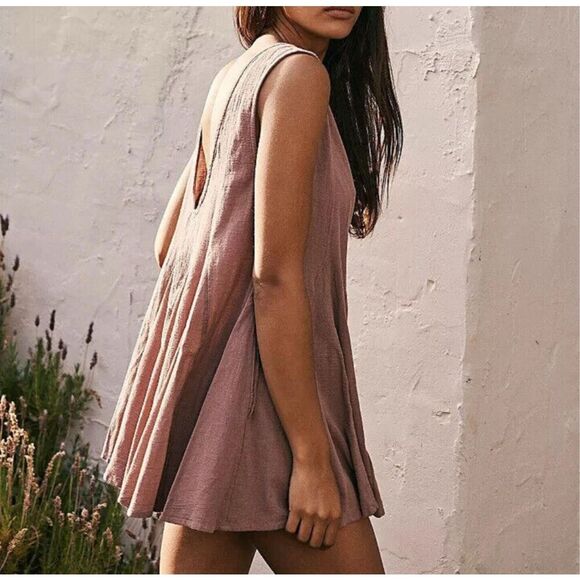 Free People Just For You Playsuit in Elderberry Tea Sz S - Picture 2 of 10